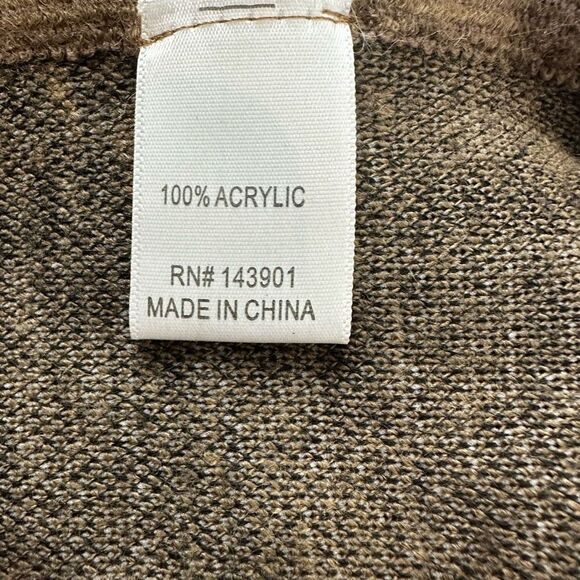 Coco + Carmen Women's Open Front Wrap Poncho Brown Tan Plaid Comfy Oversized - Picture 5 of 7